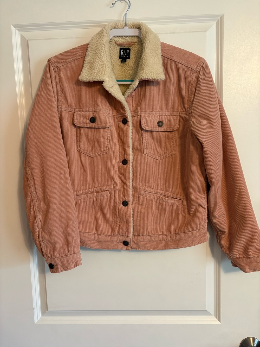 NWOT GAP Women's Pink Corduroy Sherpa Jacket